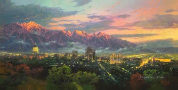 Paisajes Painting - Paisaje urbano de Salt Lake City of Lights TK